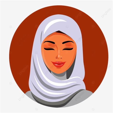Beautiful Muslim Woman In Hijab Closing Her Eyes Vector Flat Icon