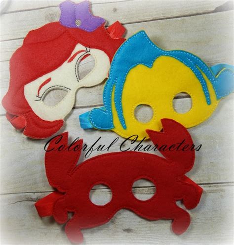 Little Mermaid Felt Masks Ariel Mask Ursula By Colorfulcharacters