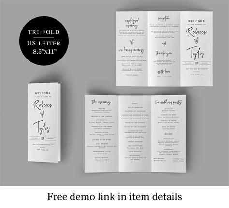 Printable Tri Fold Wedding Program Template Fully Editable Etsy