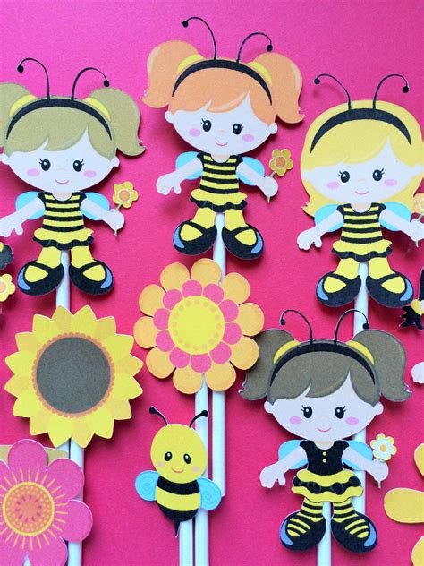 Bee Girls Cupcake Toppers Bee Cupcake Toppers Bee Themed Party