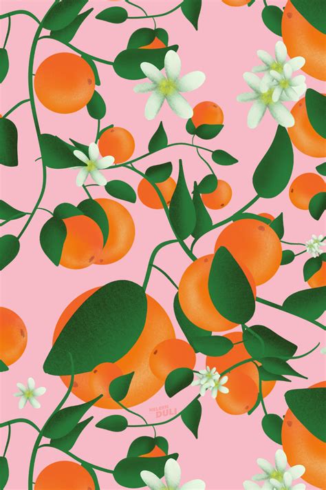 Tangerine Wallpaper With A Selfmade Seamless Pattern Illustration Of