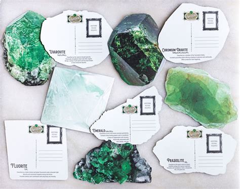 Set Of 10 Die Cut Gemstone Postcards Paper Gems
