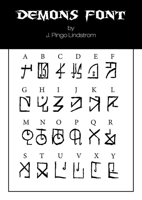 Satanic Font Alphabet