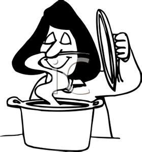 Cartoon polar bear coloring pages. Black and White Woman Smelling Cooking Soup - Clipart