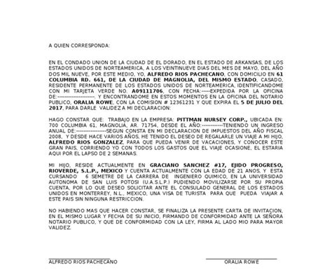 Collection Of Ejemplo De Carta De Invitacion Para Visa Carta De