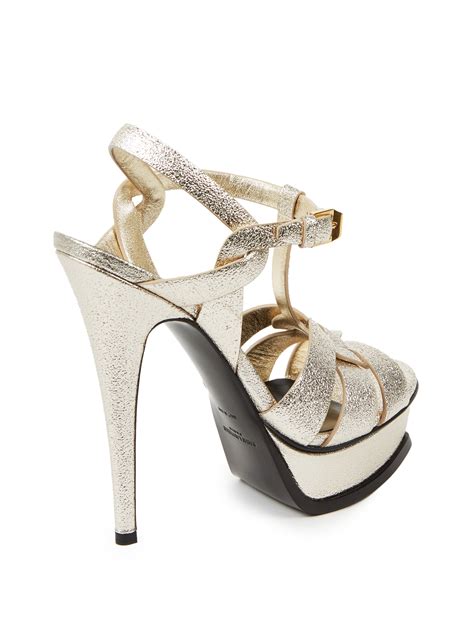 saint laurent tribute metallic leather sandals lyst