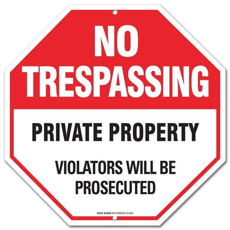 No Trespassing Sign Private Property Sign No Trespassing Violators