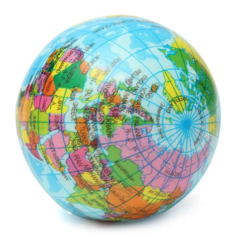 Earth Globe Planet World Map Foam Stress Relief Bouncy Press Ball
