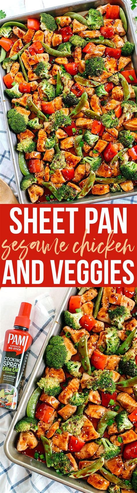 This sheet pan sesame chicken and veggies makes the perfect weeknight dinner that's healthy, delicious and easily made all on one pan in under 30 minutes! Sheet Pan Sesame Chicken and Veggies | Recipe | Healthy ...