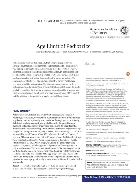 Pdf Age Limit Of Pediatrics
