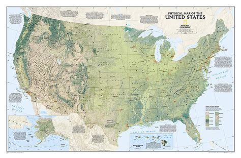 United States Physical Wall Map 3825 X 2525 Inches By National