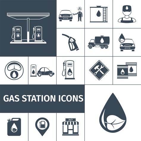 Iconos De Gasolinera Negro 463206 Vector En Vecteezy