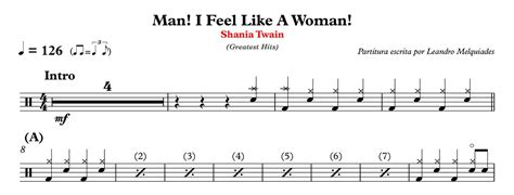 Man I Feel Like A Woman Shania Twain Batera Partituras