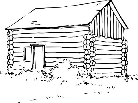 Standard printable step by step. Clipart - log cabin