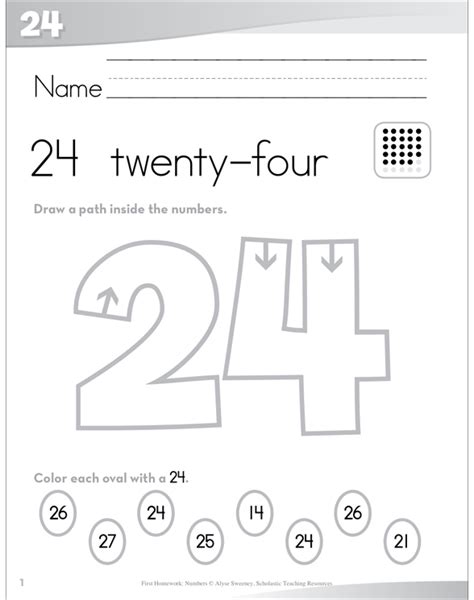 Number 24 Twenty Four Send Home Pages Printable Skills Sheets