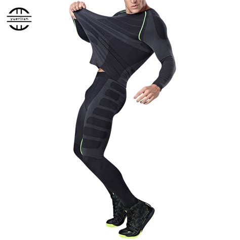 yuerlian new dry fit compression tracksuit fitness tight running set t shirt legging men s