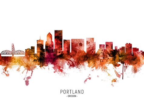 Portland Oregon Skyline Digital Art By Michael Tompsett Fine Art America