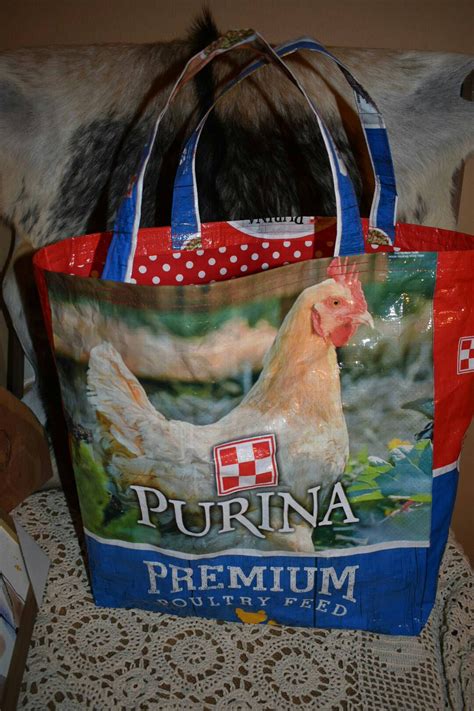 Recycled Chicken Feed Sack Bag Tote Purse Shopping Bag With Etsy