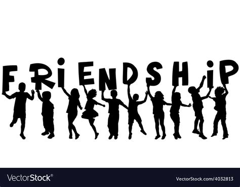 Friendship Concept With Black Silhouettes Vector Image