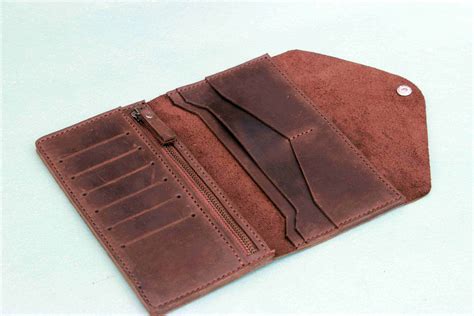 Distressed Leather Woman Wallet Long Wallet Billfold Wallet Etsy