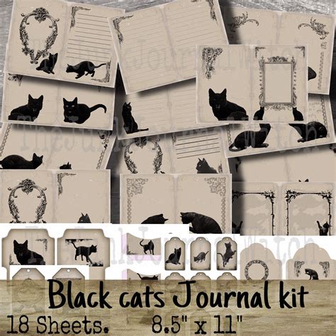 Black Cats Journal Kit Junk Journal Ephemera Vintage The Etsy