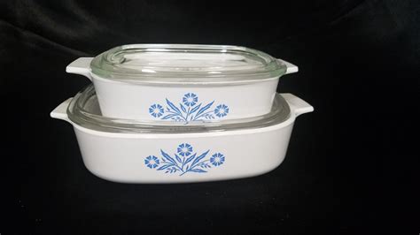 Vintage Corningware Blue Cornflower Set Of 2 Casserole Dishes 1957 88