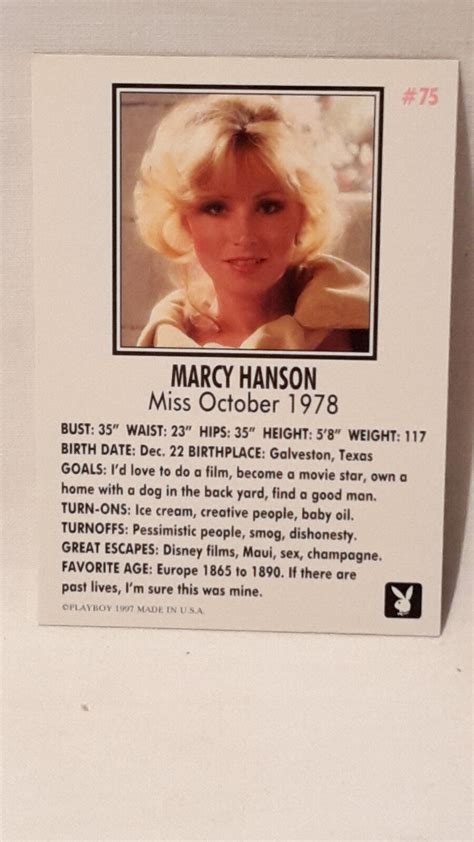 Playboy S Playmate Of The Month Miss October Marcy Hanson Playboy