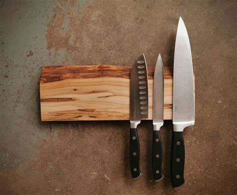 12 Inch Magnetic Live Edge Maple Knife Holder Wooden Magnetic Knife