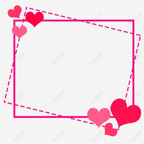 Love Border Heart Pink Dark Lines Frame Pink Png White Transparent