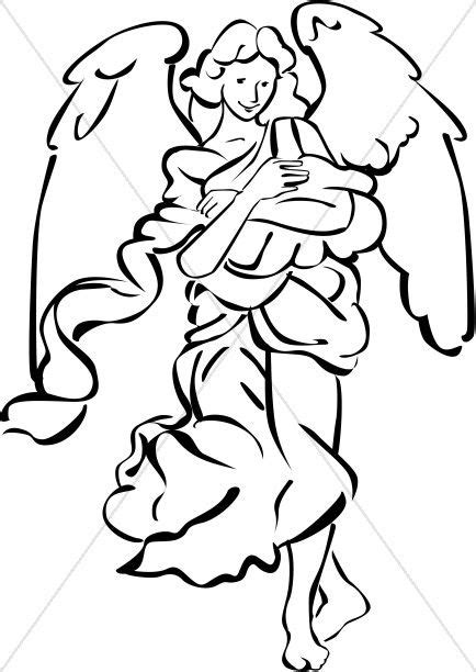 Nativity Angel In Black And White Nativity Clipart
