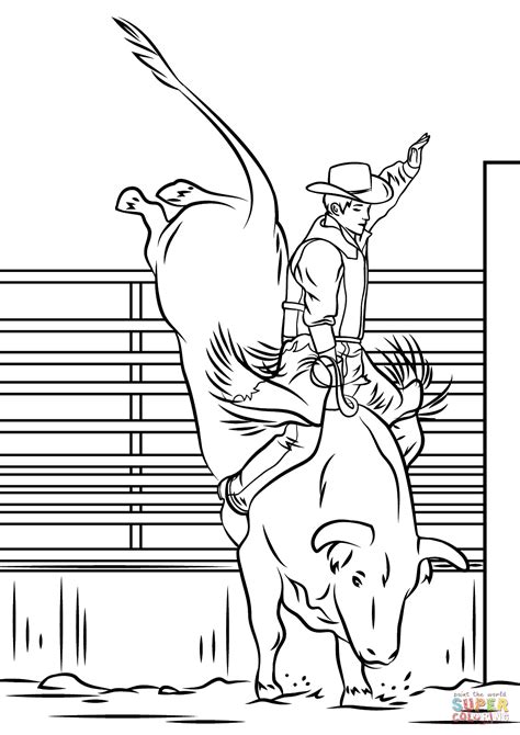 Bull Riding Rodeo Coloring Page Free Printable Coloring Pages