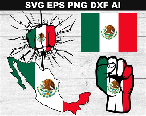 México Flag Map Svg Mexico Svg Mexico Fist Silhouette Etsy España