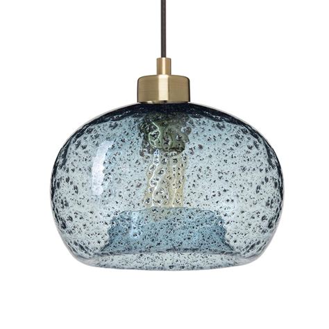 Casamotion 9 In W X 6 In H 1 Light Brass Rustic Seeded Hand Blown Glass Pendant Light With