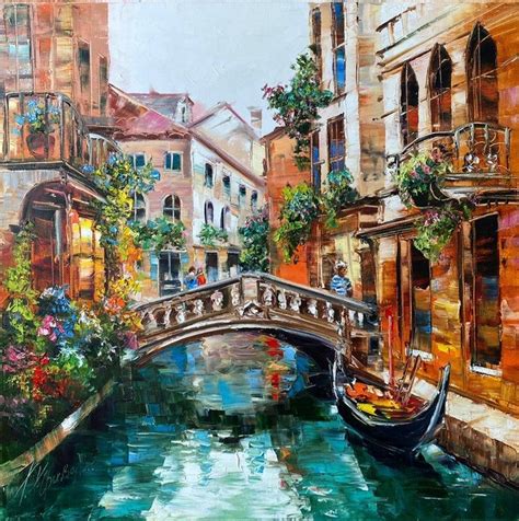 Cityscape Art Venetian Canal Art Print Italian Painting Vintage Venice