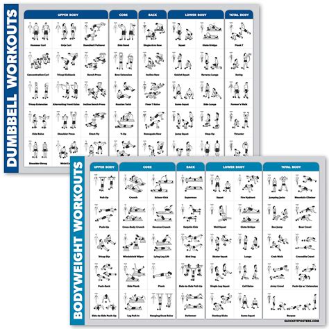 Quickfit Dumbbell Workouts And Bodyweight Exercise Poster Set