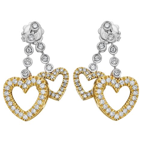 Pearl And Diamond Tasteful Heartslove Earrings In 18 Carat Gold For Sale At 1stdibs