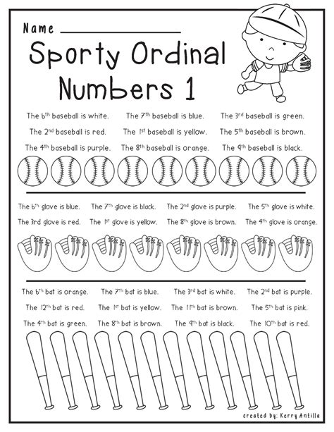 *FREE* Sporty Ordinal Numbers Worksheet | Ordinal numbers kindergarten