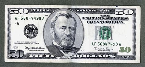 1996 Large Ulysses Grant Fifty Dollar Bill Us Currency Paper Etsy