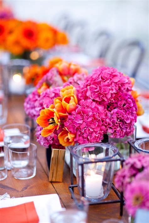 Pink And Orange Flower Candles Hot Pink And Orange Centerpieces