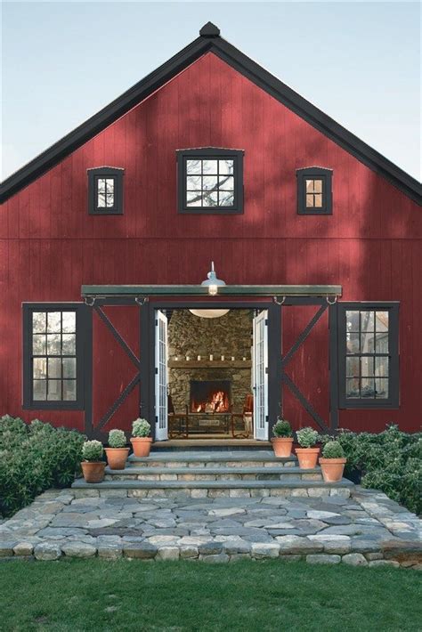 A deep red, this concentrated shade has a sultry, somewhat moody side. Exterior 2 | Exterior house paint color combinations, Red ...
