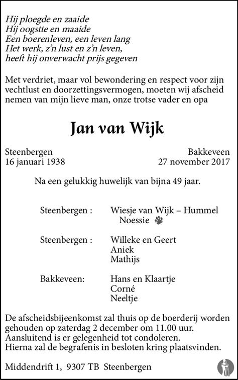 Jan Van Wijk Overlijdensbericht En Condoleances Mensenlinq Nl My Xxx Hot Girl
