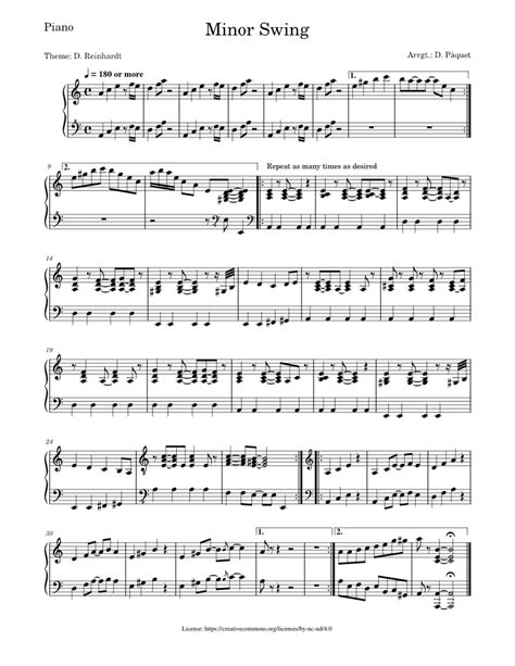 minor swing sheet music for piano solo