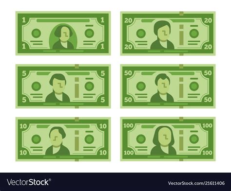 Cartoon Banknote Dollar Cash Money Banknotes Vector Image