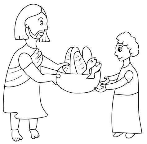 Jesus Feeding The Coloring Page Free Printable Coloring Pages