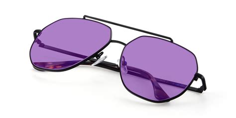 Black Grandpa Oversized Geometric Tinted Sunglasses With Medium Purple Sunwear Lenses 9438