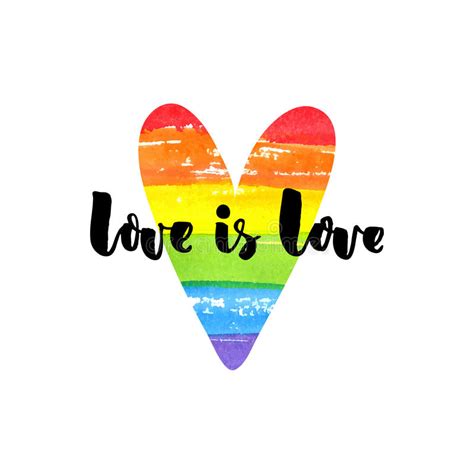 Love Is Love Inspirational Quote On Rainbow Heart Gay