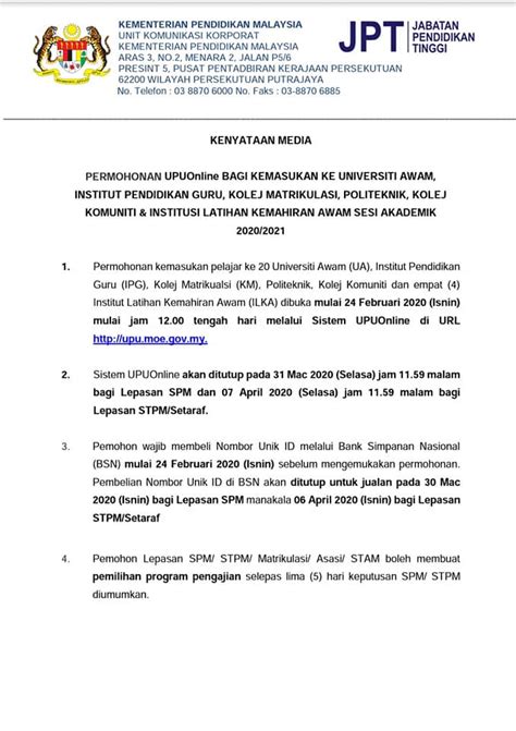 Tarikh permohonan upu online sesi 2021/2022. Permohonan UPU Online 2020/2021 Universiti Awam Politeknik ...