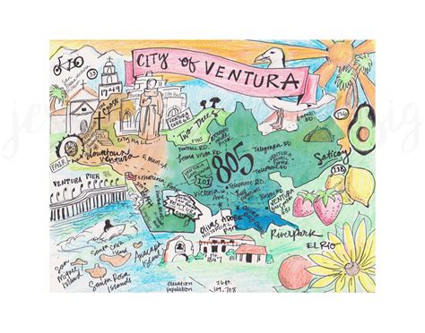 Ventura California Map Ventura Illustration Ventura County Ventura