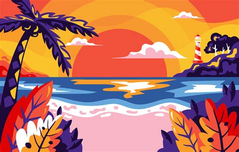 Summer Beach Sunset Background 2267549 Vector Art At Vecteezy