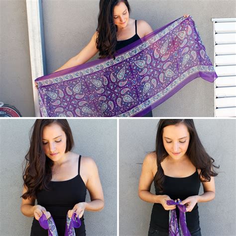 Take your scarf and fold it in. 10 Ways to Turn a Scarf into a Vest | Brit + Co